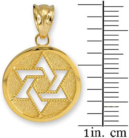 Fine 10k Yellow Gold Milgrain-Edged Medal Jewish Star of David Charm Pendant - Image 2