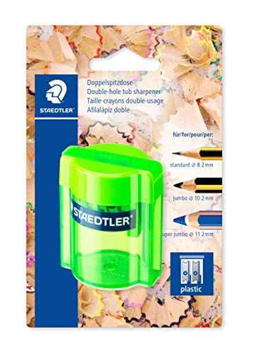 Apontador Duplo com Depósito, Staedtler, 513 006 BK, Para Lápis 8,2mm e 10,2mm