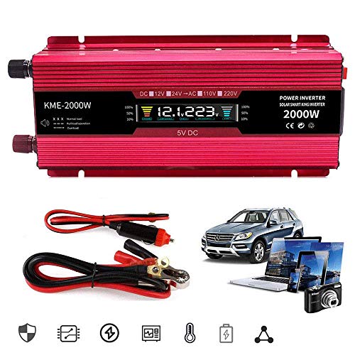 Convertisseur de tension de voiture 12V 24V 220V avec prise universelle et USB