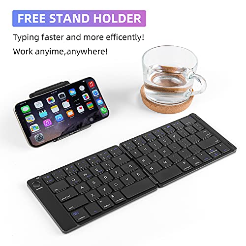 Multi-Device Bluetooth Foldable Keyboard, Samsers Wireless Portable Folding Keyboard, Full Size Ultra Slim Rechargeable Keyboard Connect Up To 3 Devices For Ios Android Windows Phone Tablet And Laptop #TOP3