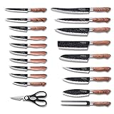 Woxow 20 Pieces Non-stick Kitchen Cutting Knife Set, 3.5" Paring Knife, 4”Tomato Knife, 6" Butter Knife, 7" Chef Knife, 7" Santoku Knife