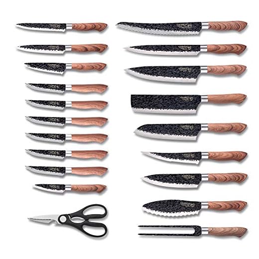 Woxow 20 Pieces Non-stick Kitchen Cutting Knife Set, 3.5" Paring Knife, 4”Tomato Knife, 6" Butter Knife, 7" Chef Knife, 7" Santoku Knife
