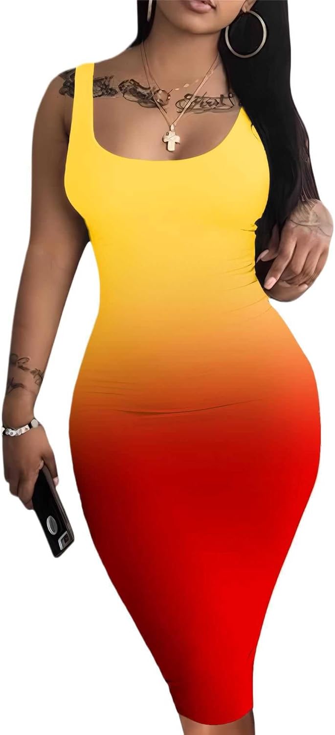 Mrskoala Women Midi Tank Dresses Sexy Club Casual Dress Summer