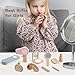 OESSUF Wooden Makeup Toy Sets for Girls, Toddlers Fake Makeup Kit, Pretend Wood Beauty Salon Toys for Kids Little Girls Princess, Christmas Birthday Gift Toy for 3 4 5 6 7 8 9 10 Year Old