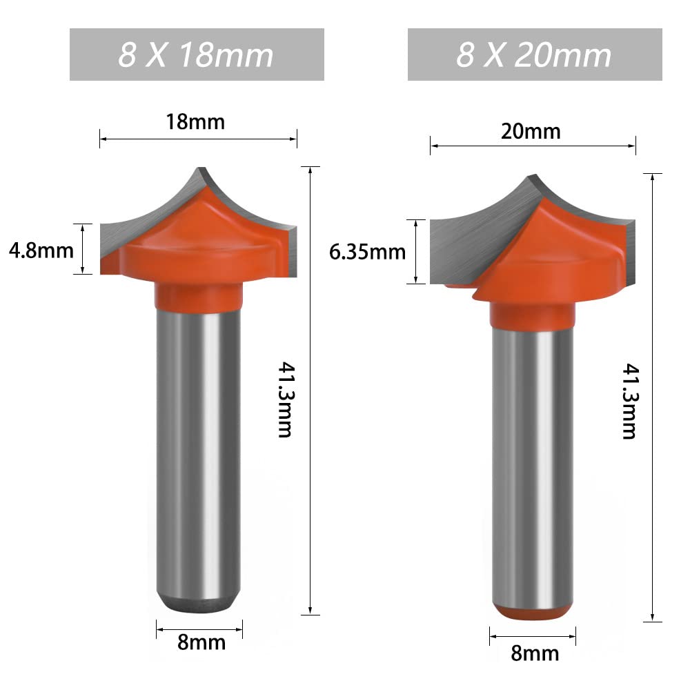 Lot de 4 fraises rondes C3 en carbure de tungstène 8 mm