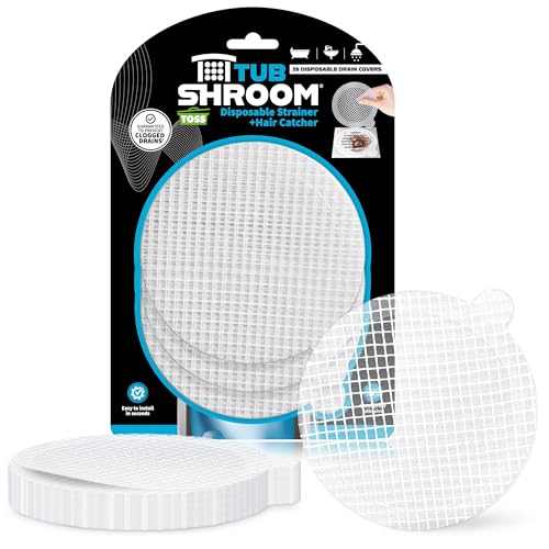 TubShroom Toss 26pk Disposable Drain Covers - Hair Catcher Mesh Sticker Strainers for Shower Bathtub and Bathroom Sink Drains to Prevent Clogged Drains, Half Year Supply