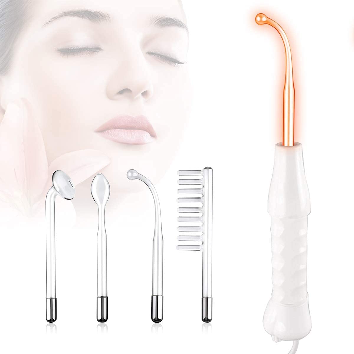 Excefore High Frequency Facial Wand, Portable High Frequency Facial Machine, Machine Set for Face Chin Neck, for Reducing Eyes Puffy, Skin Tightening Wrinkle Reducing, Dark Circles, Freckle, Hair Care