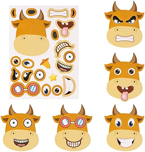 Abeillo Make a Face Stickers for Kids 24 Sheets Animal Face Sticker, DIY Make a Face Match Stickers Make Your Own Animal Face Stickers for Boys Girls