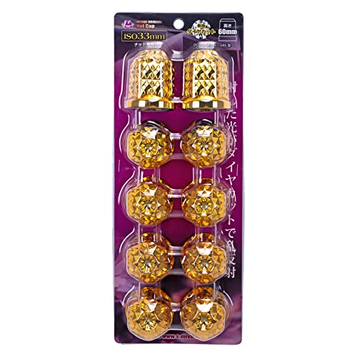 雅 トラック用品 トラックパーツ ホイールナットキャップ miyabiナットキャップ 高さ：60mm 33mm／10個入り カラー:ゴールド MI－NC3310GO