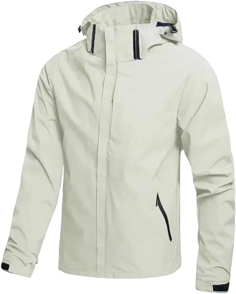 Men's Lightweight Rain Jacket | Water-Repellenthooded Shell With Pit Zips | Fall Work Fishing Outdoor Gear