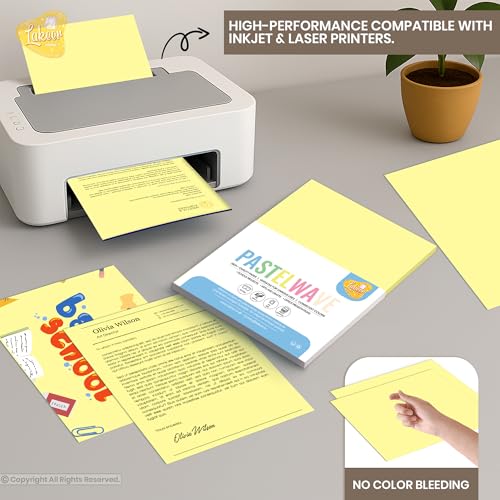 Image of Lakeer A4 Pastel Color Paper- Pastel Yellow Colour, Pack of 50 Sheets | 150 GSM Thick for Arts and Crafts, Printing, DIY Projects, Etc