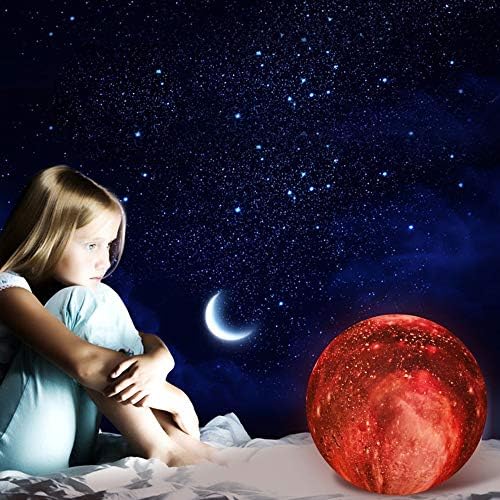 Moon Lamp 3D Print Starry Sky Moon Light with Wooden Stand,USB Charge 16 Color Change Touch Control Desk Lamp for Kids Chritmas Birthday Gift Children Bedroom Decor(5.9"/15CM) (16 Color)
