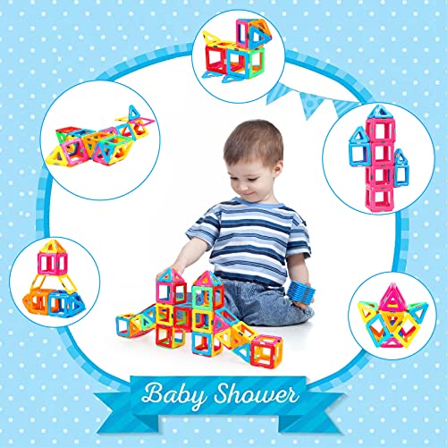 Idoot Kids Magnetic Tiles For Toddlers,Stem Toys For 3-5 Year Old Boys & Girls,Magnet Blocks Kids Educational Toys Birthday Gift Starter Set With Storage Bag #TOP2