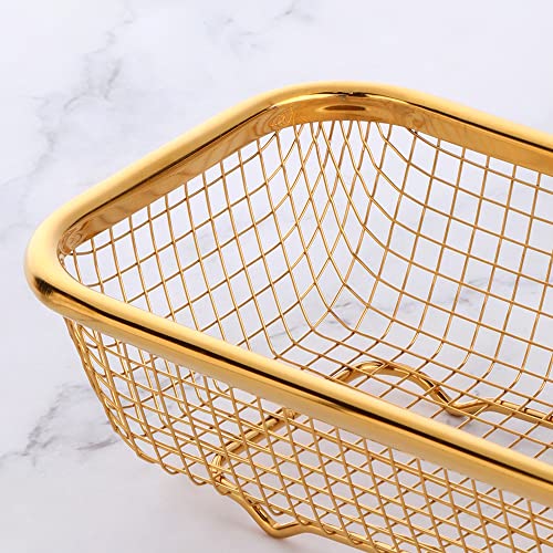 Panesor Drawer Organizer Stainless Steel Utensils Holder Mesh Drainer Basket Kitchen Cabinet Drawer Organizer Flatware Tray (2 Pcs, Gold) #TOP4