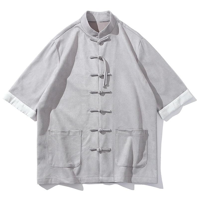 Chemise simple à manches courtes pour homme en polyester fluide