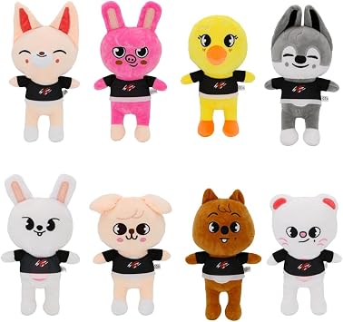 Stray Kids Plush Toy 8 Pieces Skzoo Plush Cute Small Cuddly Toy Plush Toy Gift for Fans Christmas and Birthdays Decoration and Collection Size 22-26 cm