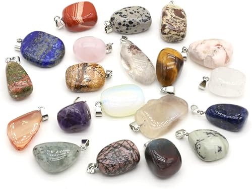 LE SKY 20 dijes de piedra natural irregulares de varias energías curativas de cristal para hacer joyas, collares, pulseras, accesorios, Piedra