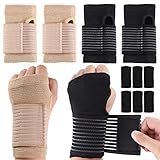 tunel carpiano tratamiento ejercicios [El juego incluye] Muñequera tendinitis muñeca juego contiene 2 pares de muñequeras, que son de color piel y negras. Los dos colores satisfacen sus necesidades de uso diario y son convenientes para cambiarse y lavarse. También le ofrecemos mangas para 6 dedos para que las use mientras hace ejercicio. Los dedos también están protegidos en consecuencia.