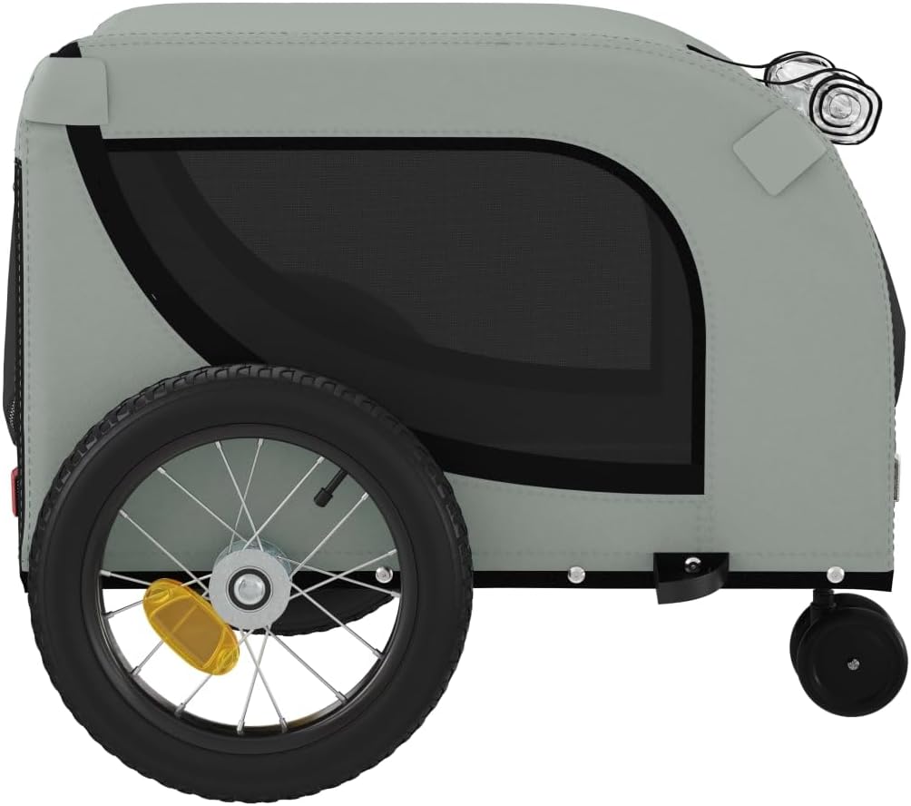 Pet Bike Trailer for Dogs, Foldable Bicycle Pet Stroller with Durable Iron Frame, Oxford Fabric, Breathable Mesh Panels, Safety Flag Included, Max Load 99 lbs, Orange/Black