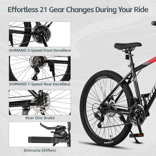 Image of AVASTA Mountain Bike, City Riding or School MTB, Lightweight Aluminum Frame, Shimano 21-Speed Shifter, Front Suspension (With Suspension Manual Lockout Model), Front and Rear Disc Brakes, On & Off