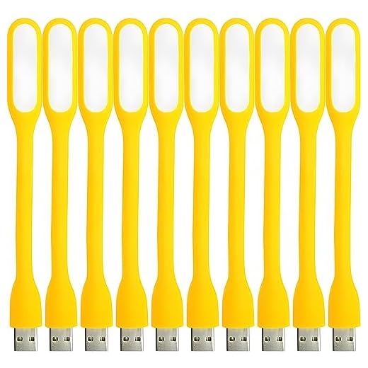 FINENIC USB LED Light Lamp for Power Bank, Portable Eye Care Mini Night Light with Flexible Arm, USB Gooseneck Reading Lamps Book Light,Compatible for Desktop, Notebook Laptop (10-Yellow)