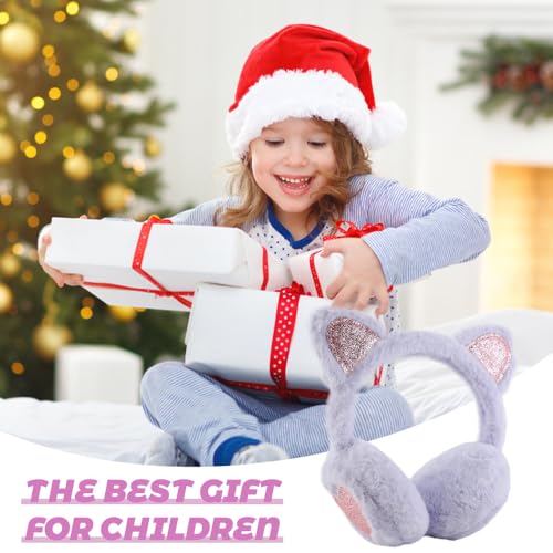 FYting Ohrenwärmer Kinder Mädchen,Ohrenschützer Kinder Winter,Plüschweicher Ohrwärmer, Verstellbarer Kopfumfang, für Weihnachten, Geburtstag, Urlaubs (Lila Katzenohren)