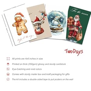 Twodays christmas wall art collage kit retro xmas cards classic holiday santa poster for room decor boho aesthetic pine tree cheers artwork picture postcards prints set of 50 46  urban country home decor