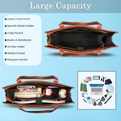 Image of Womanix Canvas Laptop Bag, 14 inch Laptop Bag, Work Shoulder Bag, Casual Briefcase, Handbag for Travel, Office, College With Long Adjustable Strap