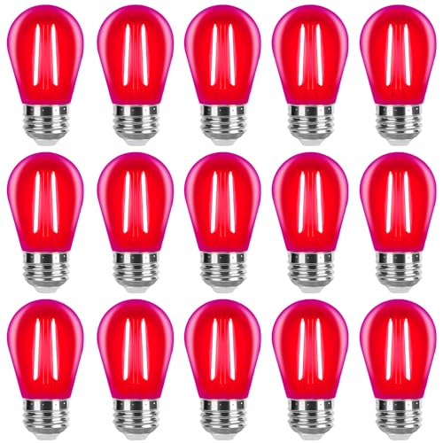 15 Pack S14 LED Red Light Bulbs E26 2 Watt String Light Replacement Bulbs by ZHZHLED - Used condition - US$16.14