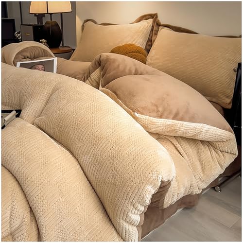 Couette polaire biface kaki 150x200cm pour un lit de 2 personnes chaud en hiver - 3