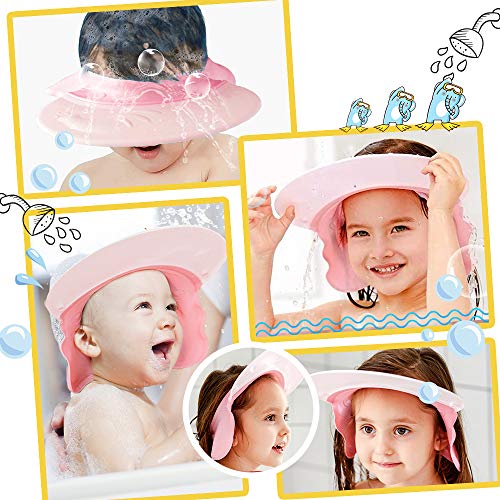 Baby Shower Cap Bathing Cap Kids, Silicone Shower Visor Bathing Hat,Infants Soft Protection Funny Safety Visor Cap for Toddler Pink