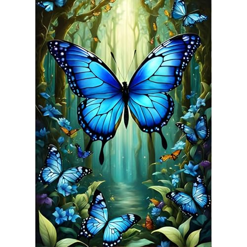 QINRUBB 5D DIY Butterfly Diamond Painting Kits,Round Full Drill Dreamland Diamond Art Painting Kits for Adults Beginners, DIY Painting by Numbers Diamond Art Kits for Home Fashion Decor 30x40cm