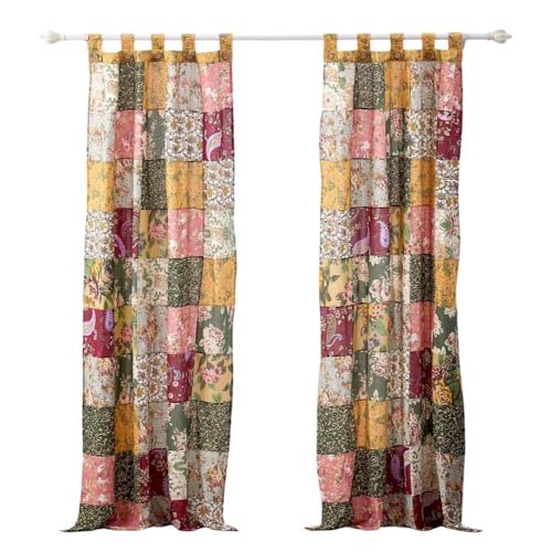 Greenland Home Antique Chic Authentic Patchwork Curtain Panel Set, 84 x 84 inches, Includes Two...