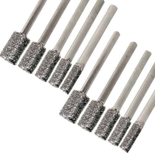 Fresas de amolar diamante 60 Grit, 10 pcs, cabezal cilindro miniatura 1
