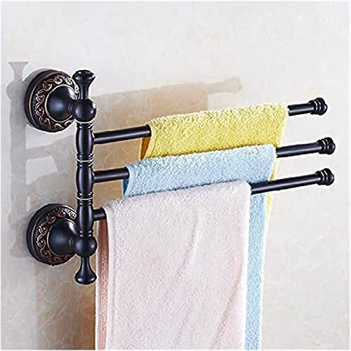 Wanzpits Bath Towel Rail 3 Rails Swivel Brass Towel Bars Hanger,Towel Holder Wall Mounted Bathroom Accessories Towel Shelf Towel Racks,3 Bars #TOP6