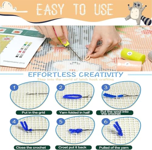 Image of EMISTEM Latch Hook Kits for Adults - Latch Hook Pillow Kits, Crochet Yarn Kit for Beginners, Cross-Stitch Embroidery Cushion Cover Case with Printed Canvas. (Cute Puppy,17x17 inch)
