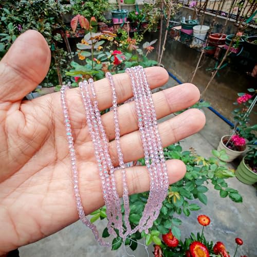 Image of 2mm Rondelle Glass Beads for Jewelry Making, Faceted Briolette Crytal Spacer Beads for Bracelet Necklace Earring, Light Pink 1200pcs