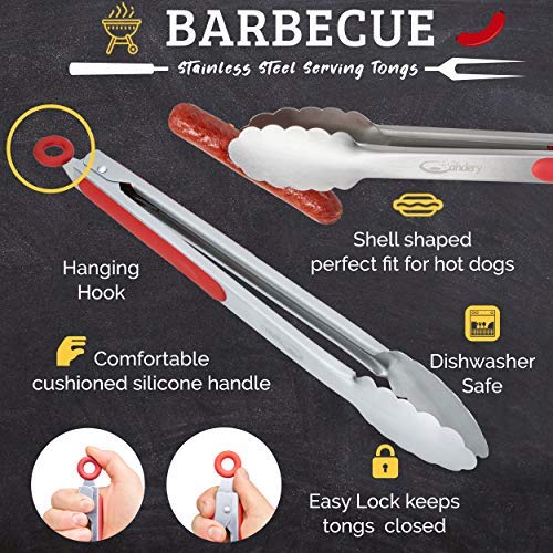 The Candery All-In-One Hot Dog Accessories Set- Ketchup & Mustard Squeeze Bottles - Bbq Tongs - 50 Red/White Hot Dog Trays For Carnivals, Bbqs, Picnics, Concession Stands (Tongs,Trays Squeeze Bottles) #TOP5