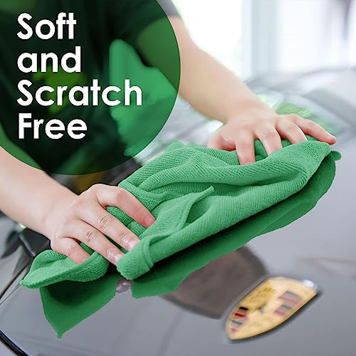 Avalon Towels Microfiber Cleaning Cloths (Value Pack of 36) - Size 16 x 16 Inches, Highly Absorbent Cleaning Rags, Lint Free, Reusable and Washable, Microfiber Towels for Cars (Green) - Thumbnail 6