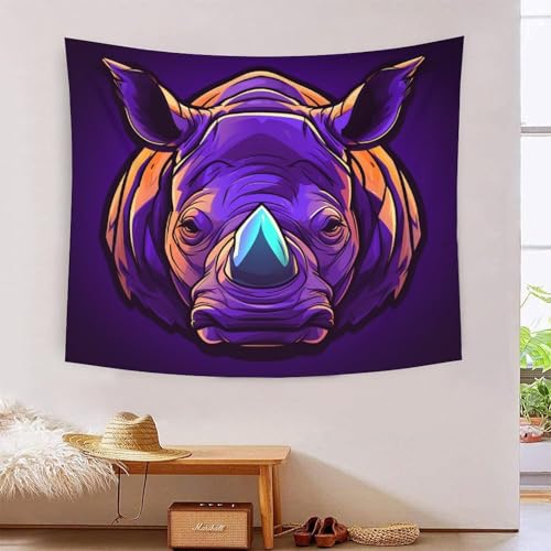 Tenture murale rhinocéros 3D pour habiller un grand mur vide sans peinture ni travaux