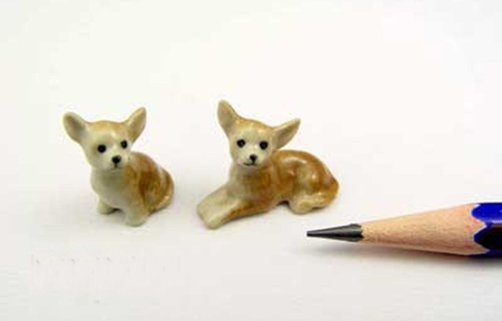 Dollhouse Miniatures Ceramic Chihuahua FIGURINE Animals Decor