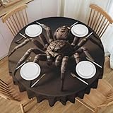 WBQLSL Mantel redondo para mesa de comedor, 152 cm, protector limpio, fiesta, reunión, decoración de boda, mantel con estampado de araña gigante
