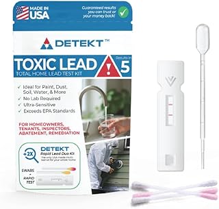#1 Total Lead Test Kit by Detekt® – Made in USA – at-Home Screening for Water, Paint & Surfaces – 1 Water Test + 5 Surface Applicators for DIY Lead Testing
