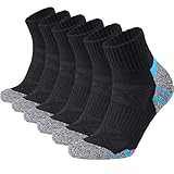 Stoeury Sneaker Socken Herren, Quarter Socken mit Frotteesohle, Atmungsaktive Sportsocken aus Baumwolle mit Nahtlose Zehen, Tennissocken für Laufen Wandern, 6 Paar, Schwarz, 43-46