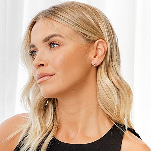 PAVOI 14K Rose Gold Plated Square Edge Mini Hoop Earrings for Women | Lightweight 10MM Diameter Open Hoops by PAVOI - Image 4