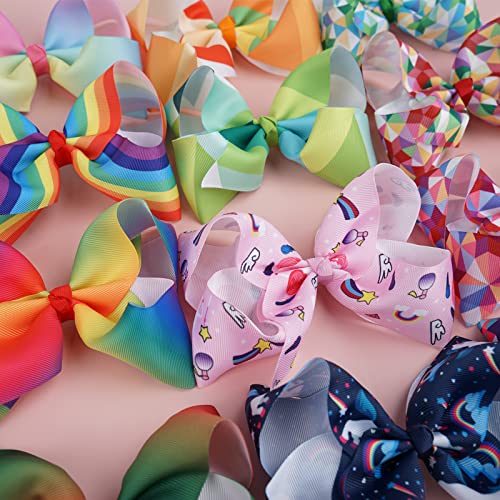 20 Colors 6Inch Large Big Hair Bows Grosgrain Ribbon Rainbow Bow Alligator Hair Clips Unicorn Hair Bows Hair Accessories For Baby Girls Toddlers Kids Children Teens Multi-Colored #TOP4