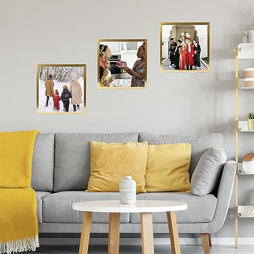 Image of JCJMY 13x13 Picture Frame Gold for Wall Hanging, Wall Mounting Horizontally or Vertically, 13 x 13 Square Wall Gallery Poster Photo Frame with Shatter Resistant Plexiglass, Gold