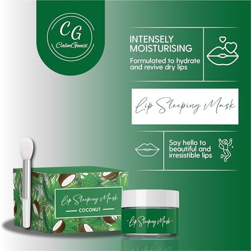 CalmGenix Lip Sleeping Mask with Coconut Flavour | 25g | Overnight Lip Mask Set: Lip Moisturizer Mask and Lip Brush for Lip Care | Comes in Sleeping Lip Mask Box for Easy Gifting - Image 3