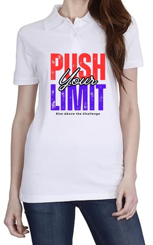 Push Limit (RED) White Women Polo T-Shirt-image-31