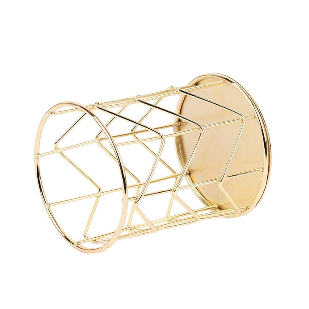 1/2/6 Pezzi Portapenne in Metallo alla Moda, Organizer con Traforo, Scatole Portaoggetti Rotonde, Portapenne Creativo, Portaspazzolino da Denti, Portapenne Multifun,Gold-1 PCS